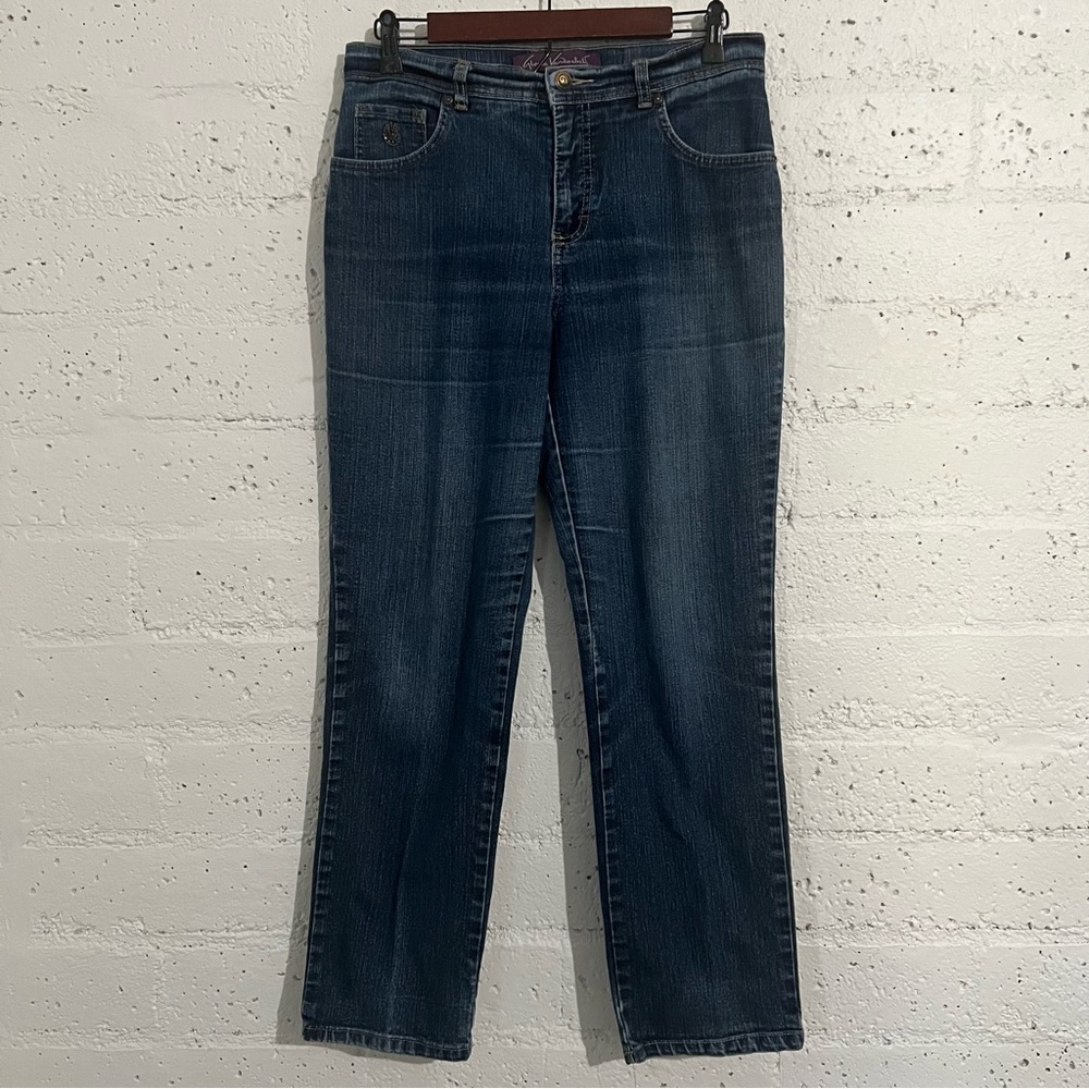 Gloria Vanderbilt Womens Jeans 8 Short Blue Denim Embellished Pockets AV19